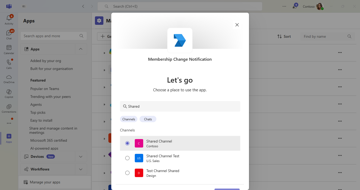 SelectSharedChannel