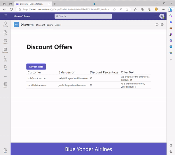 Animated gif shows a discount offer being inserted into an email with the Discounts add-in