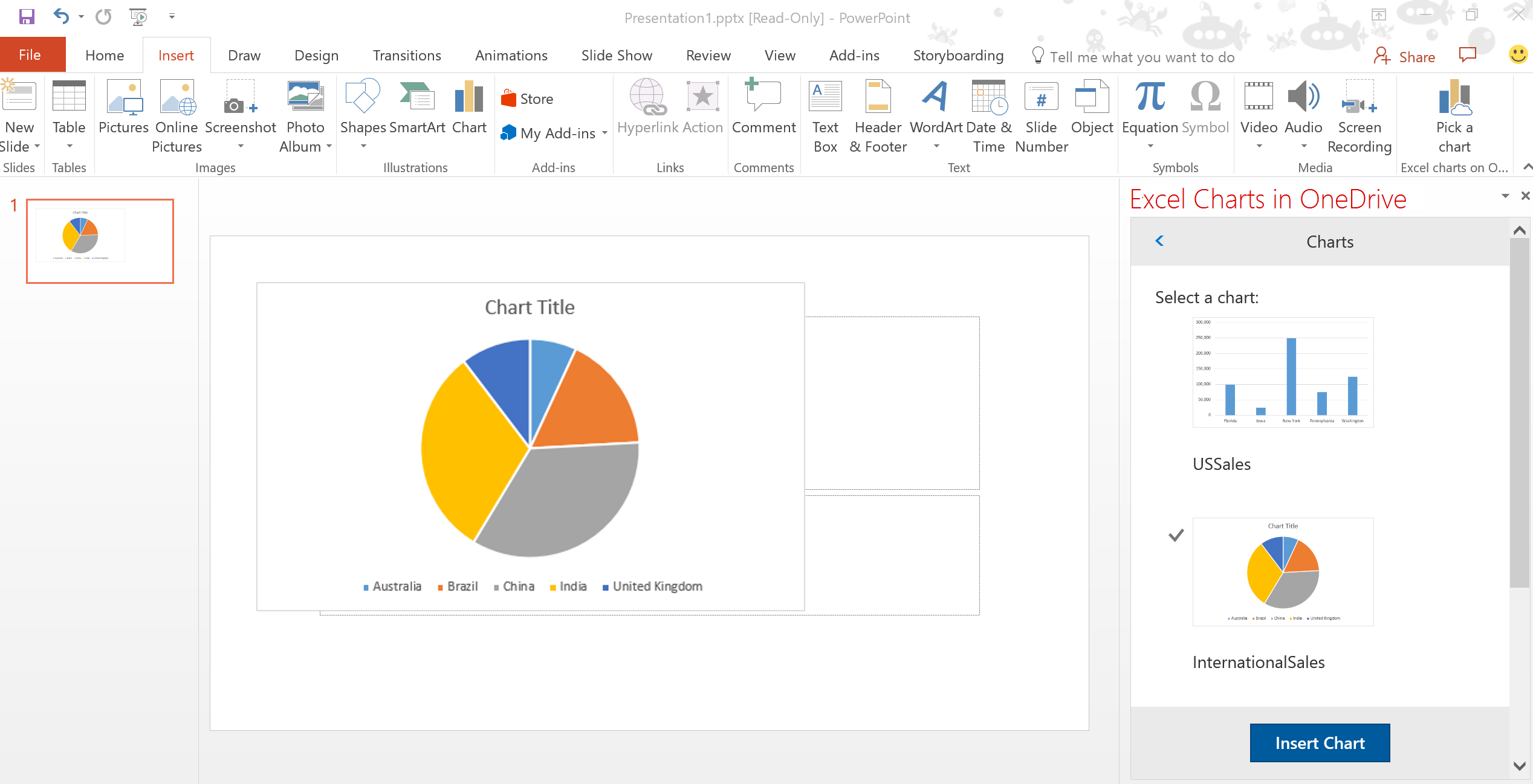 Диаграмма в powerpoint из excel