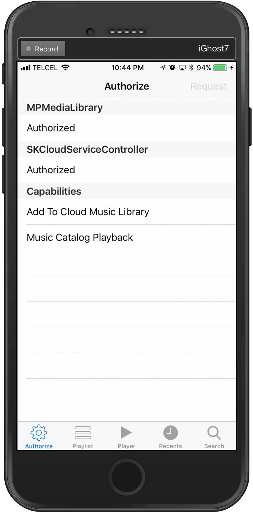 MusicKitSample application screenshot