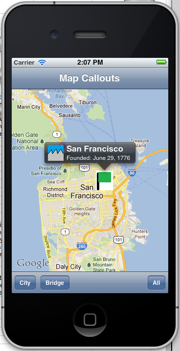 Map Callouts Demo application screenshot