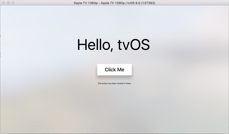 Hello, tvOS application screenshot