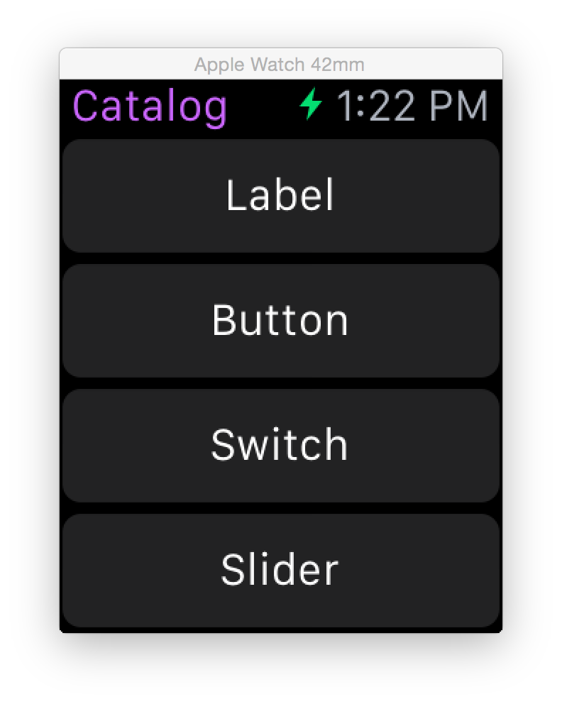 WatchKit Catalog (watchOS 3) application screenshot