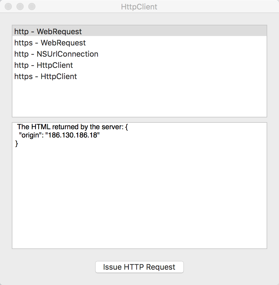 HttpClient application screenshot
