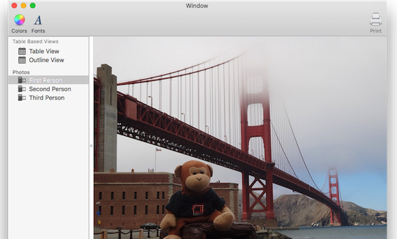 Mac app showing a photo of a monkey