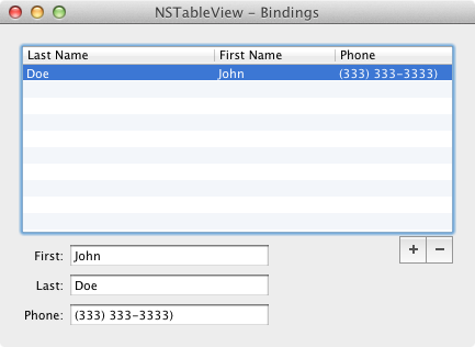 NSTableViewBinding application screenshot