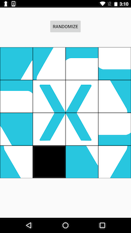 Mobile app slider puzzle of Xamarin logo