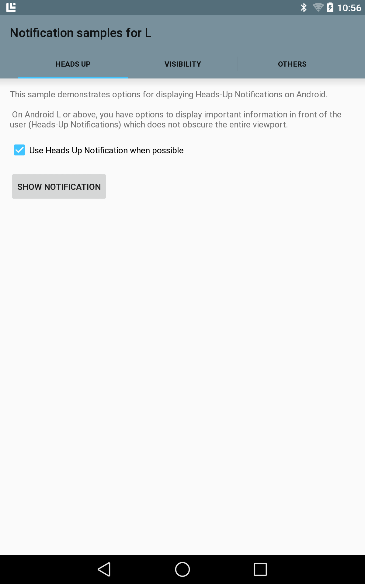 Android L Notifications application screenshot