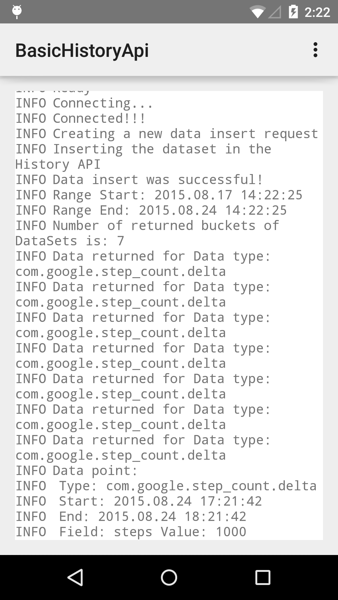 Data types, Google Fit