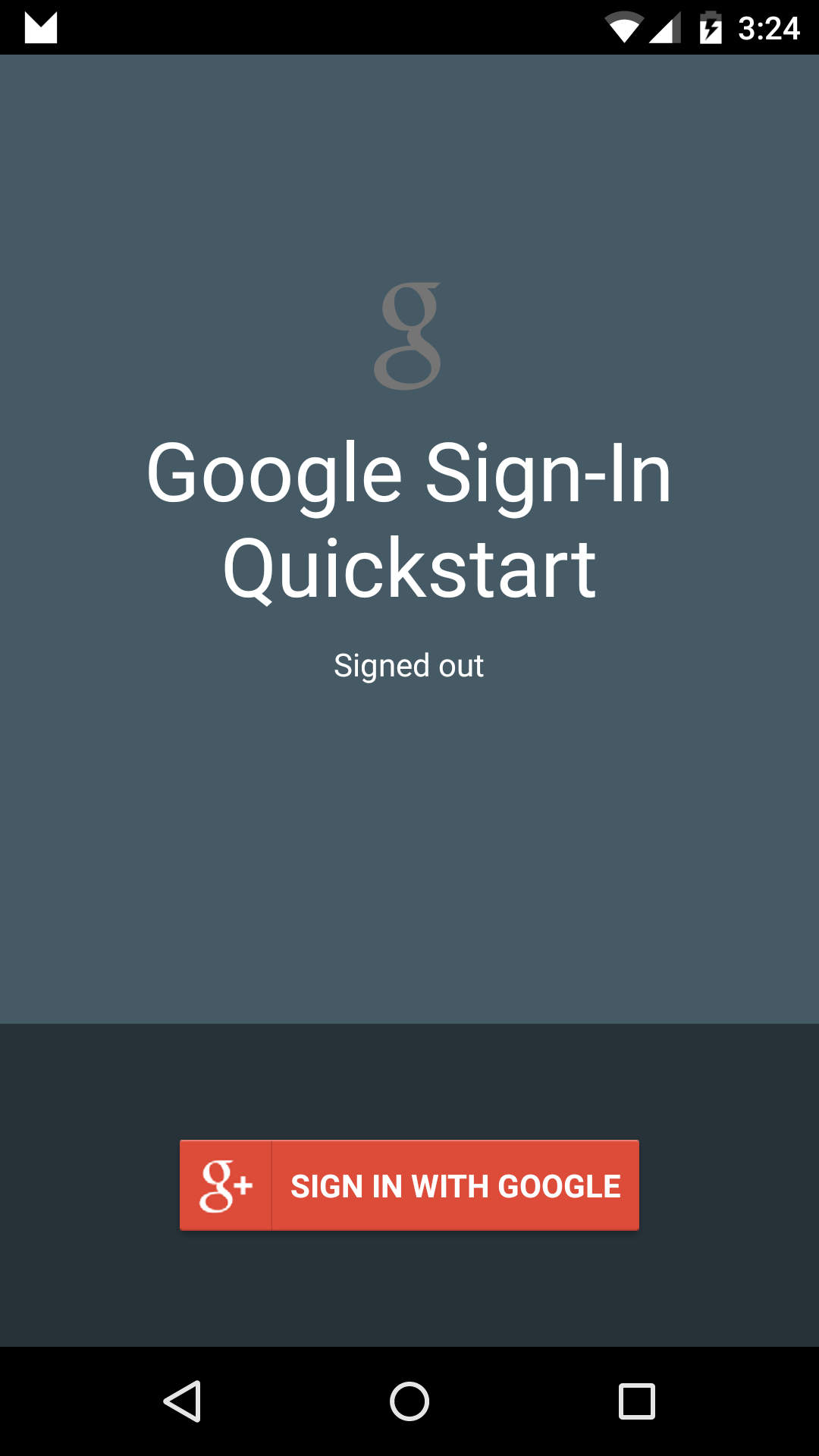 Google Sign-In Sample application screenshot