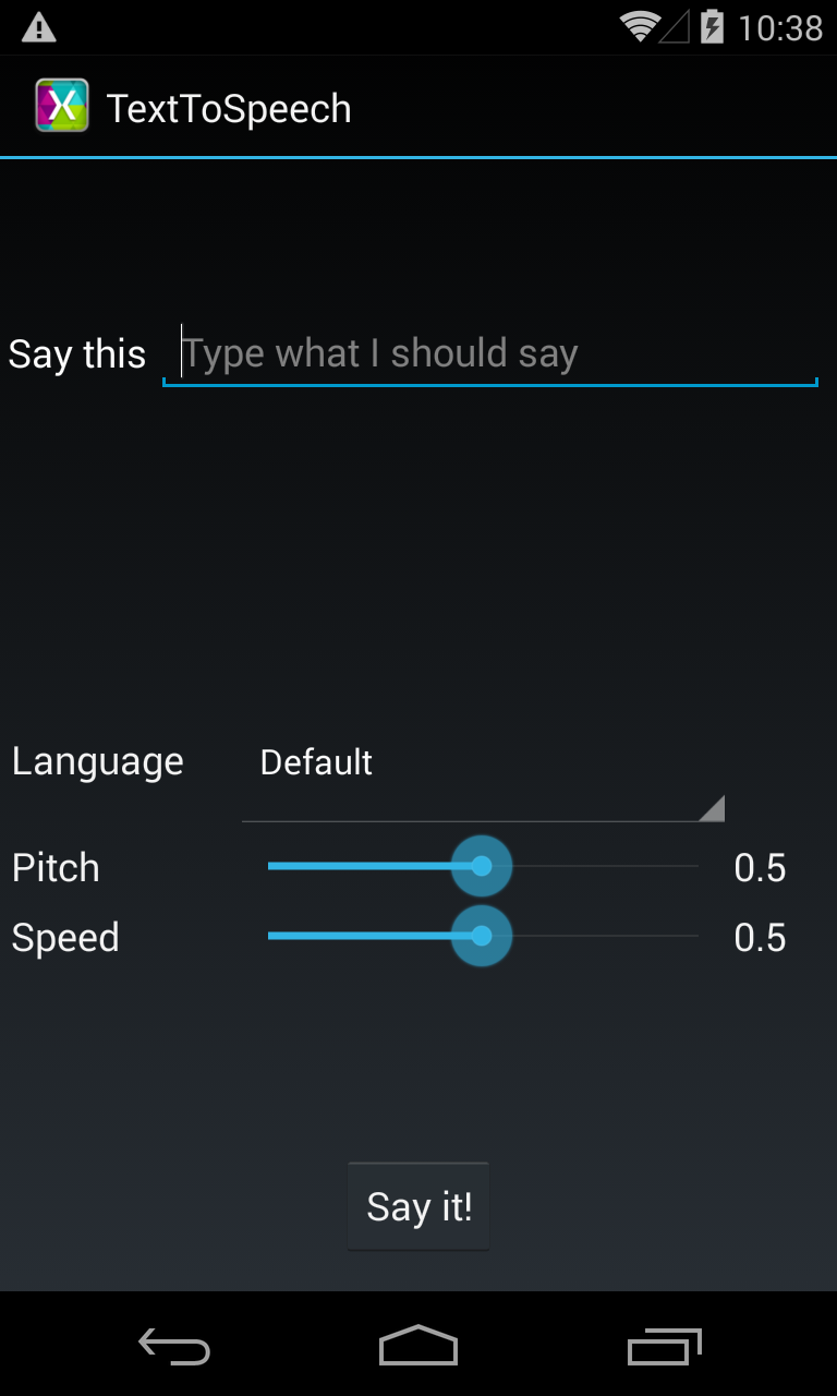 Text to speech Android app screenshot