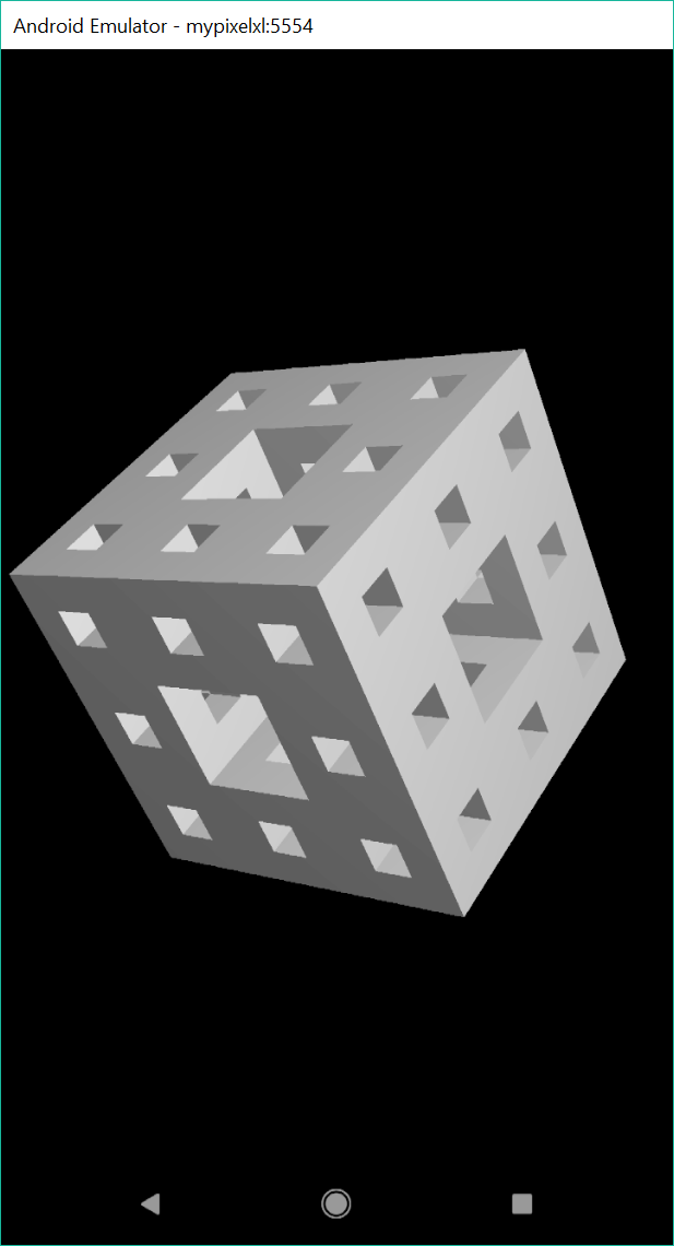 App showing a 3D cube