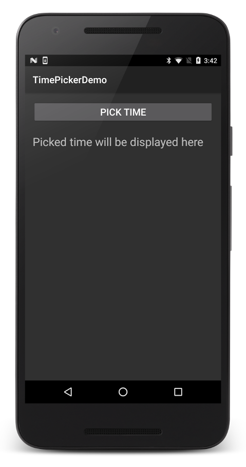 TimePickerDemo  application screenshot