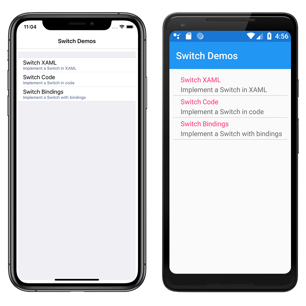 Switch Demos application screenshot