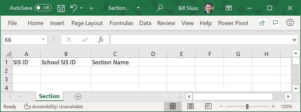 section csv file.