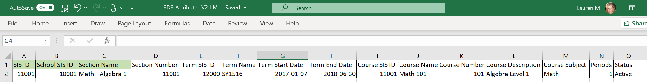 section csv