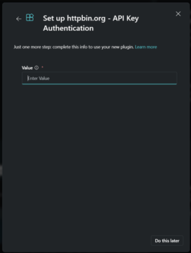 Screenshot that shows Set API Key