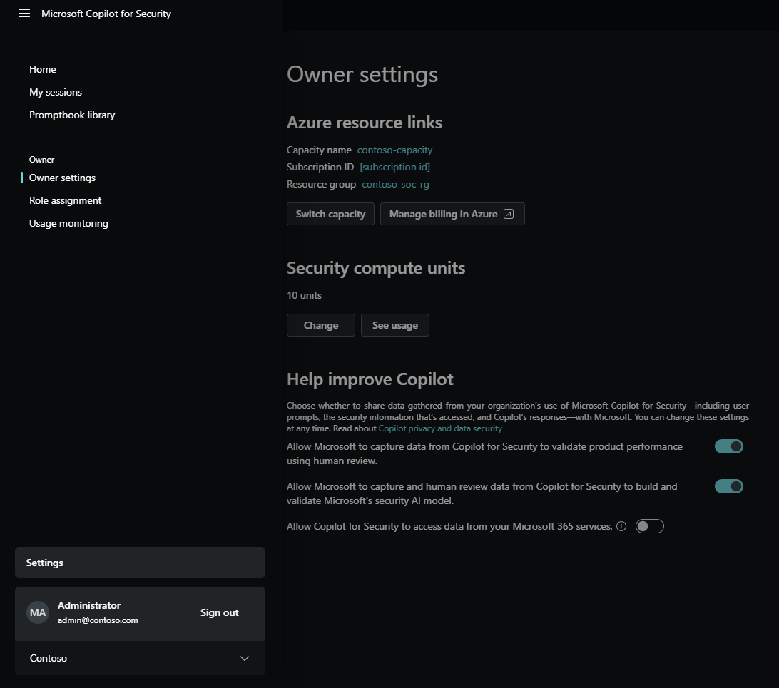 Draft screenshot of configuration options in owner settings.