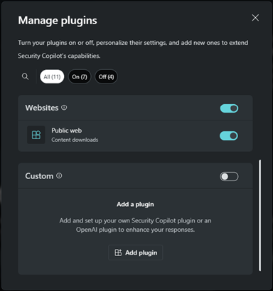 Screenshot of Custom section of plugin.