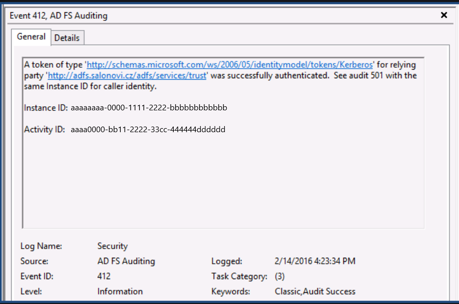 Screenshot example of an event 412.