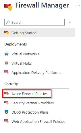 Example screenshot of managing Azure firewall policies through Microsoft Defender for Cloud.