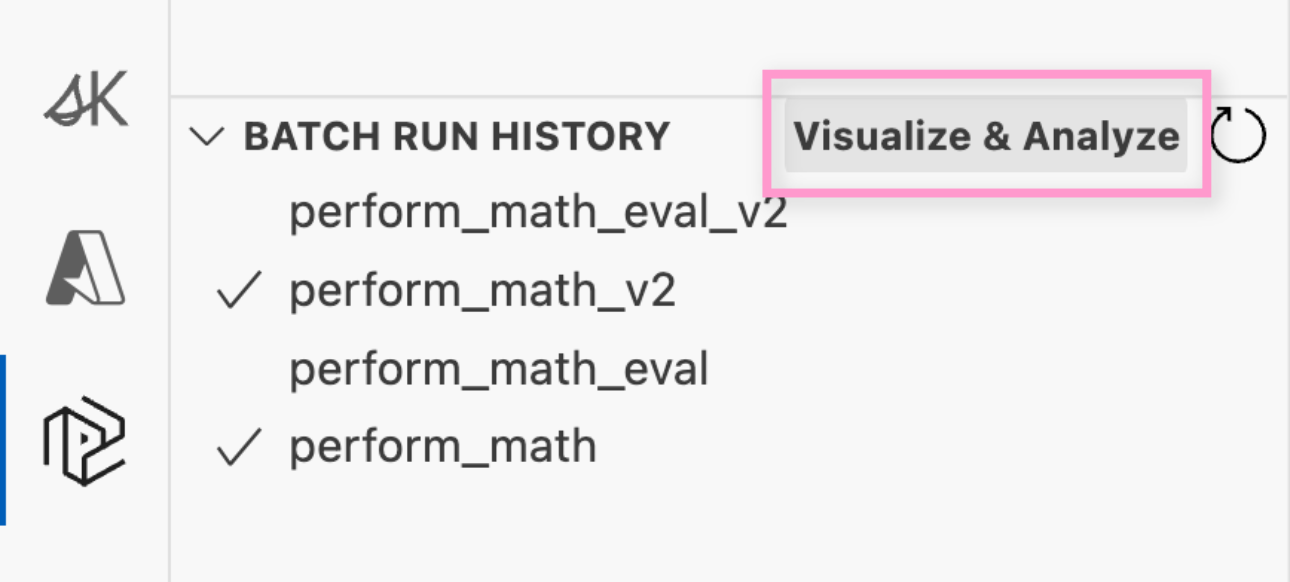 Selecting multiple run histories in the Prompt flow VS Code extension