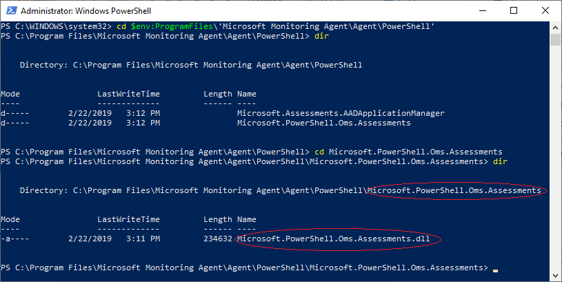 PowerShell Window demonstrating correct Working Directory and Subdirectory