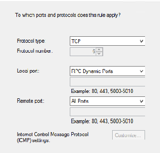 Screenshot of confirmation window which includes the protocol type, protocol number, local port, and remote port fields.