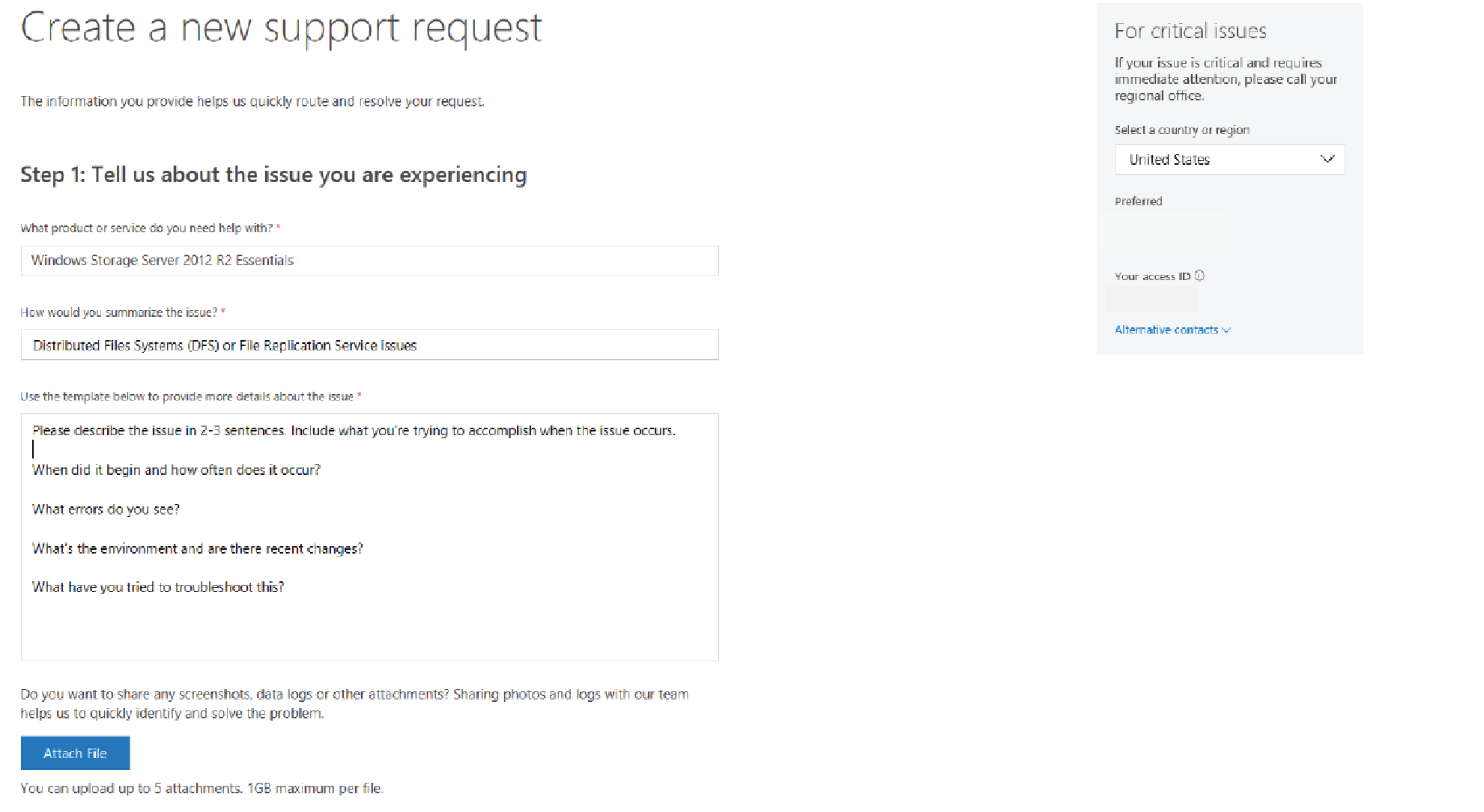 Select product from dropdown during Support request creation