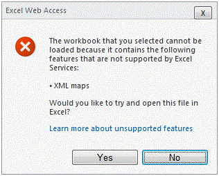 Unsupported feature error message for XML maps