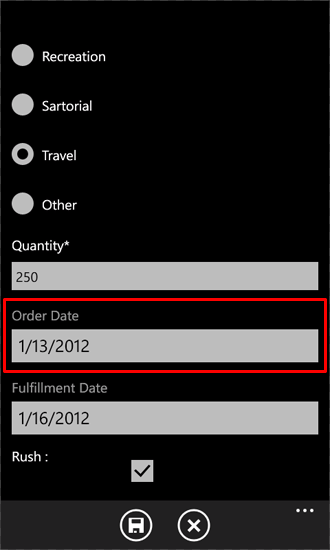 Edit form with DatePicker control