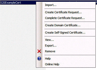 Exporting a test certificate