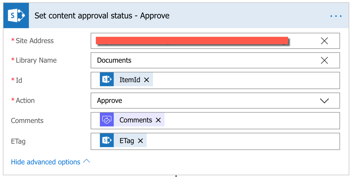 Content approval status Approve