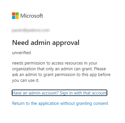 The UI of Azure AD to instruct regular users to ask to a tenant admin for permissions consent at tenant level.