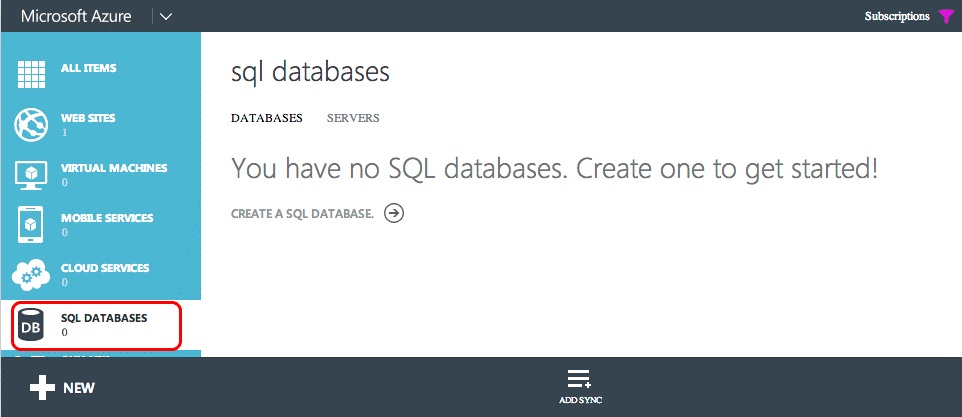Azure SQL Database listing