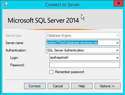 SQL login to server dialog