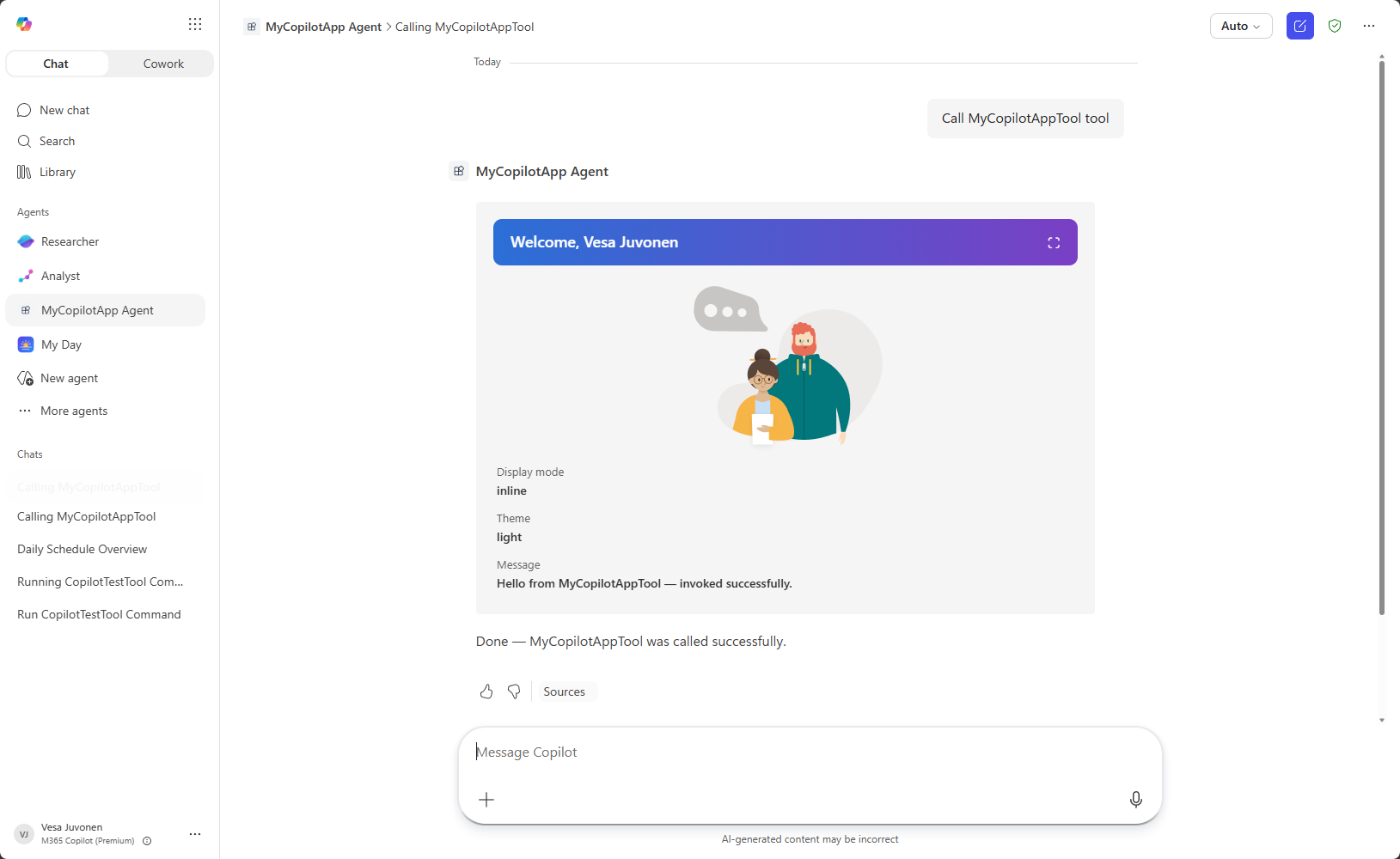 Placeholder: the Copilot component rendered inline in the conversation