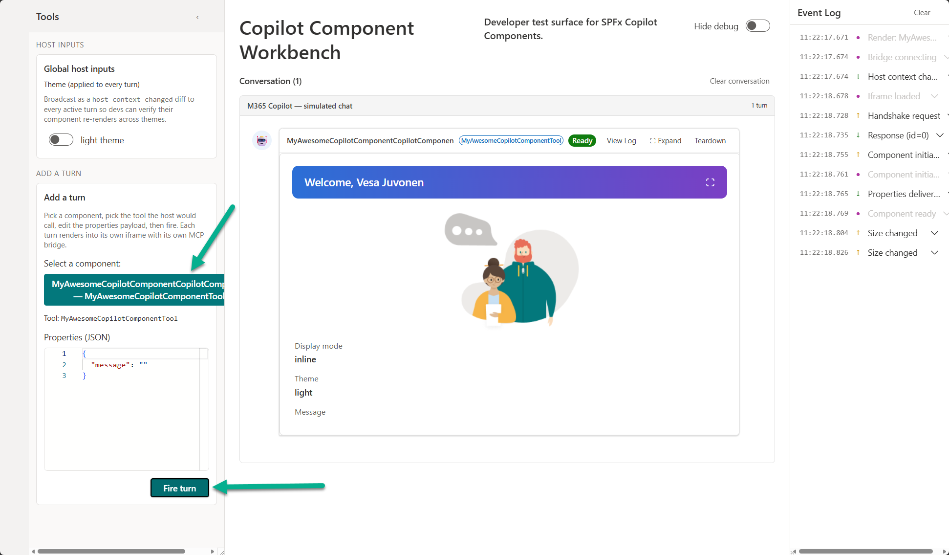 Placeholder: the component under test in the Copilot Workbench