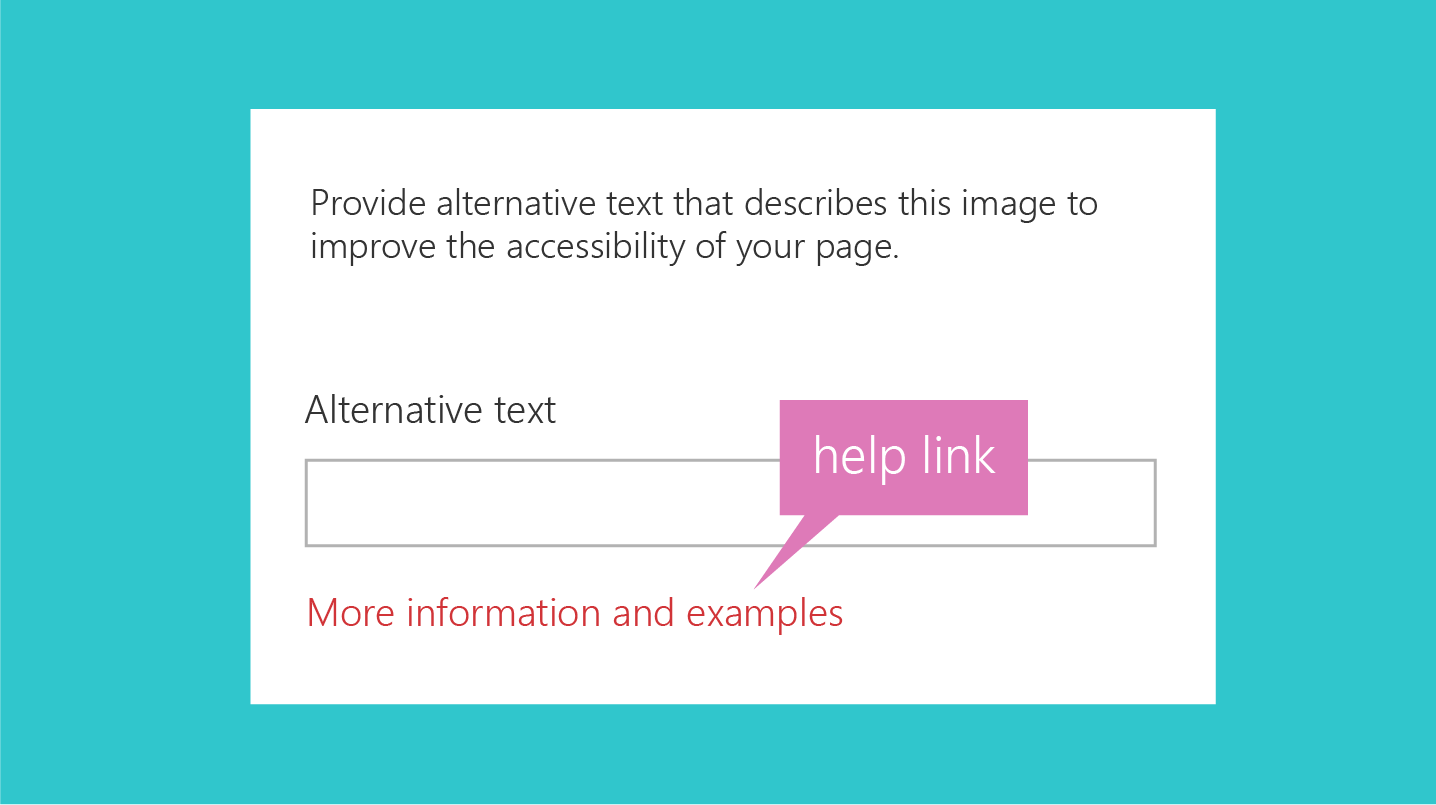 An image of the More information and examples as the help link text