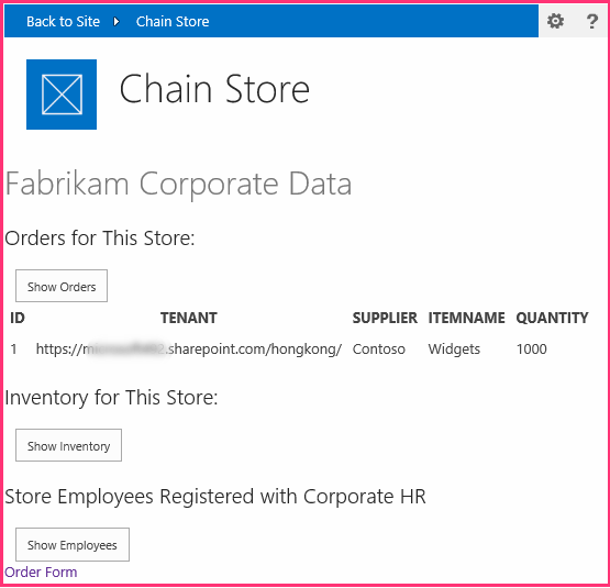 The start page with the chrome control across the top. All of the text and controls have SharePoint styling.
