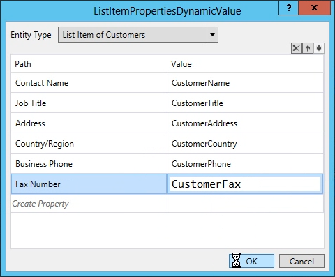 Figure 8. ListItemPropertiesDynamicValue Dialog