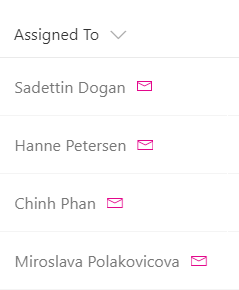 Assigned To field with mail buttons added to names