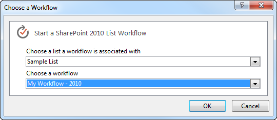 Selecting a workflow based on the 2010 platform