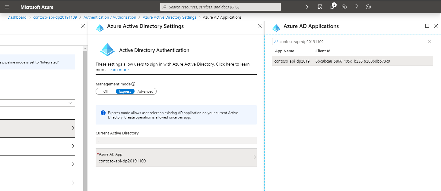 The 'Copy' button next to the 'Application ID' property highlighted on the Azure AD application blade