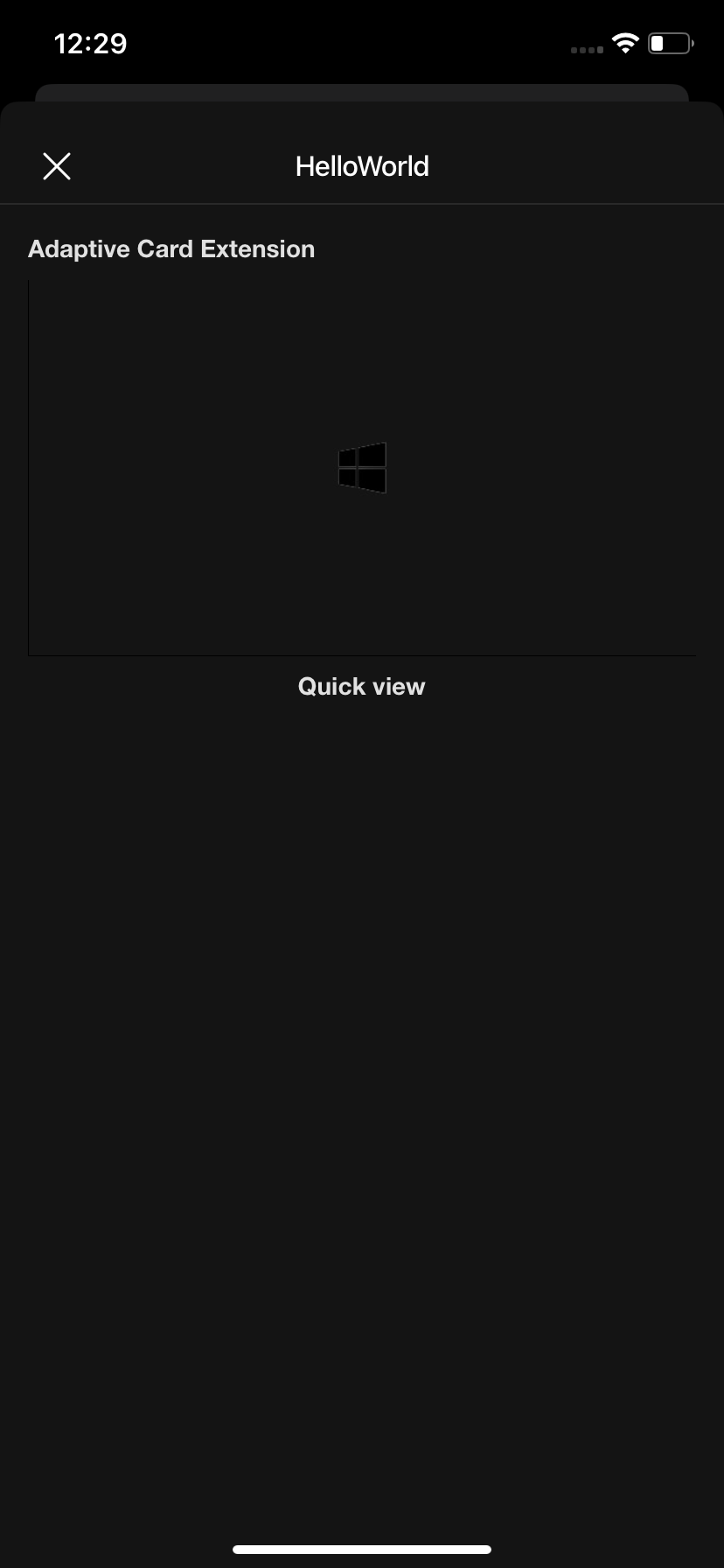 Screenshot that shows how the same image in quick view viewed on mobile appears in dark mode.