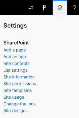 List settings screen