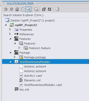 Activity node in Solution Explorer