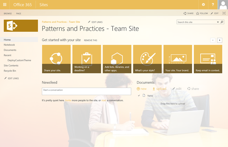 A SharePoint site with an Office 365 theme.
