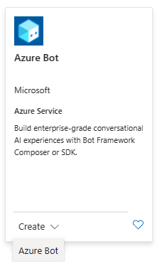 The interface of the Azure Management Portal when creating a new service instance of type Azure Bot.