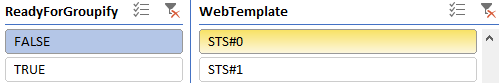 Web template filter on STS#1 - not ready